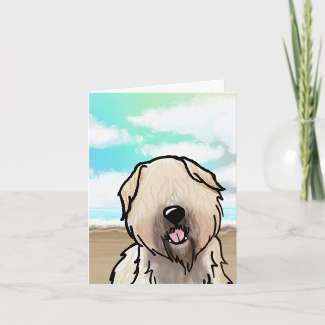 Wheaten Terrier Beach Note Card (Front)