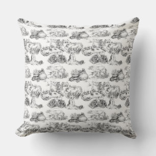 WHEATEN Terrier Black Toile & Gingham Cushion