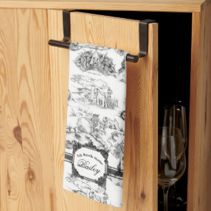 WHEATEN Terrier Black Toile Kitchen Towel