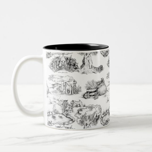 WHEATEN Terrier Black Toile Two-Tone Coffee Mug (Left)