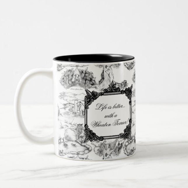 WHEATEN Terrier Black Toile w/Customisation Two-Tone Coffee Mug (Left)