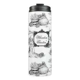 WHEATEN Terrier Black Toile w/Customization Thermal Tumbler