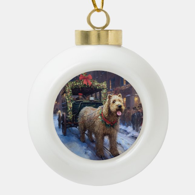 Wheaten Terrier Christmas Festive Season Ceramic Ball Christmas Ornament (Front)