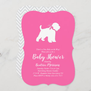 Wheaten Terrier Dog Baby Shower Pink Girl Invitation