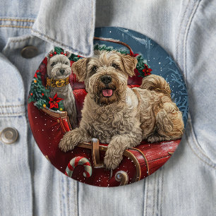 Wheaten Terrier Dog Christmas Festive 6 Cm Round Badge