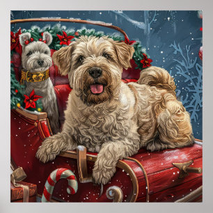 Wheaten Terrier Dog Christmas Festive  Poster