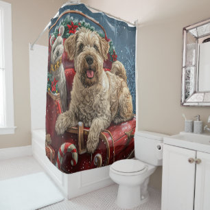 Wheaten Terrier Dog Christmas Festive Shower Curtain