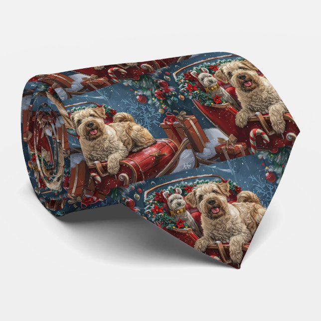 Wheaten Terrier Dog Christmas Festive  Tie (Rolled)