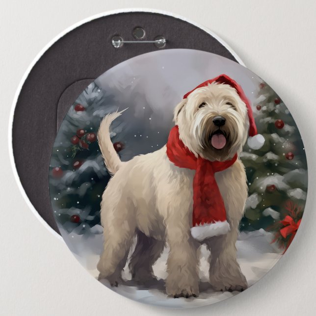 Wheaten Terrier Dog in Snow Christmas 6 Cm Round Badge (Front & Back)