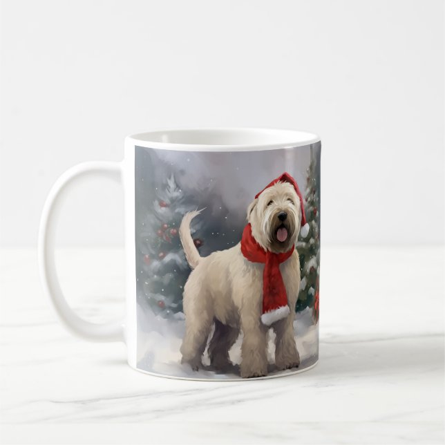 Wheaten Terrier Dog in Snow Christmas Coffee Mug (Left)
