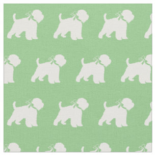 Wheaten Terrier Dog Silhouette Pet Sage Green Fabric