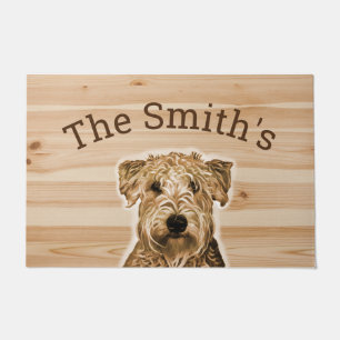 Wheaten Terrier Dog Wood Grain Doormat