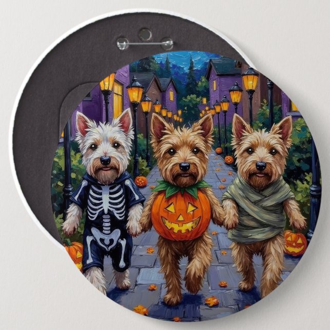 Wheaten Terrier Dogs In Halloween Cotumes 6 Cm Round Badge (Front & Back)