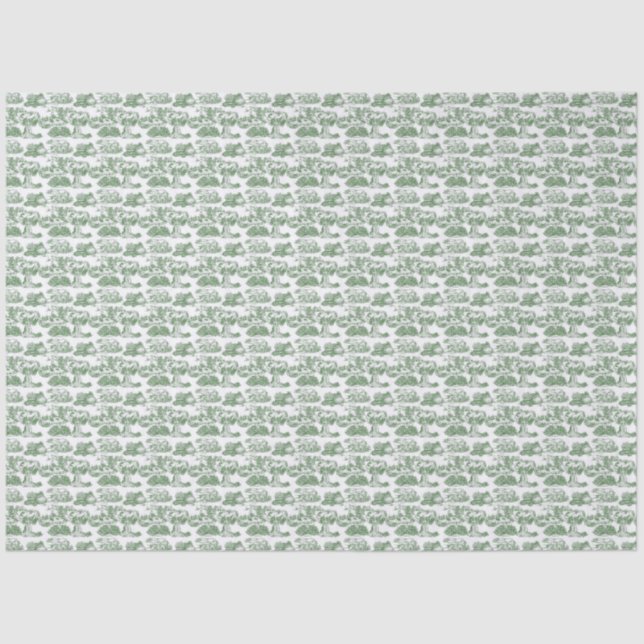 WHEATEN Terrier Green Toile Tissue Paper (Front)