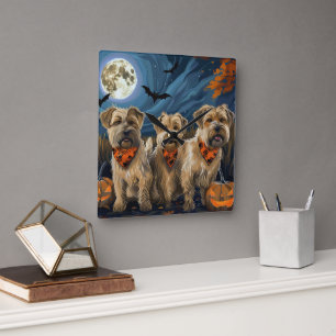 Wheaten Terrier Halloween Spooky Square Wall Clock