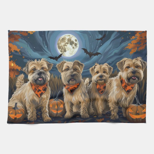Wheaten Terrier Halloween Spooky Tea Towel (Horizontal)