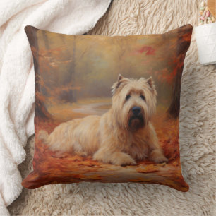 Wheaten Terrier in Autumn Leaves Fall Inspire  Cushion