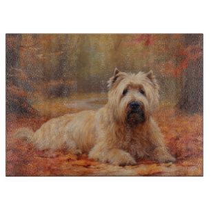 Wheaten Terrier in Autumn Leaves Fall Inspire Cutting Board