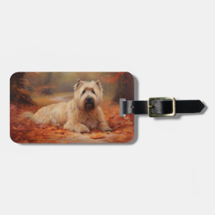 Wheaten Terrier in Autumn Leaves Fall Inspire  Luggage Tag