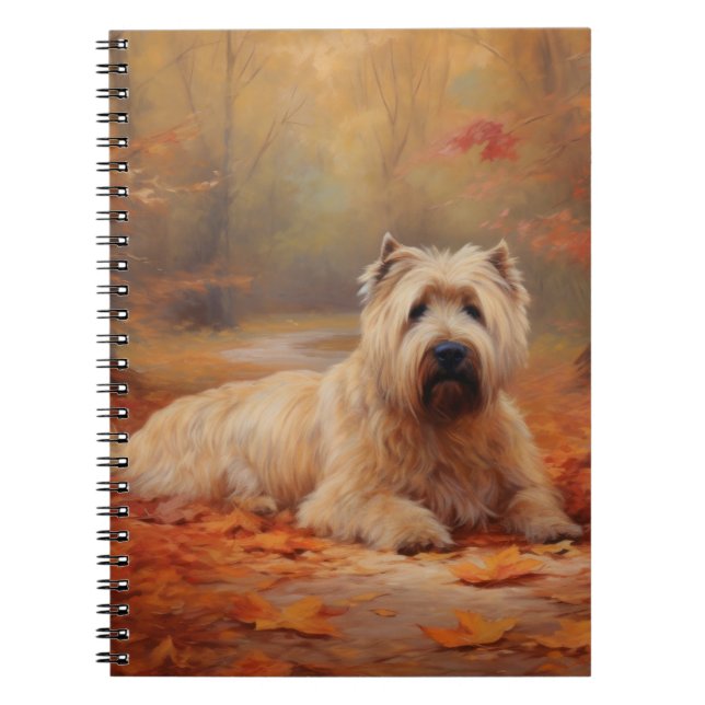 Wheaten Terrier in Autumn Leaves Fall Inspire  Notebook (Front)