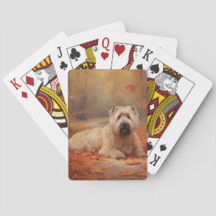 Wheaten Terrier in Autumn Leaves Fall Inspire  Playing Cards