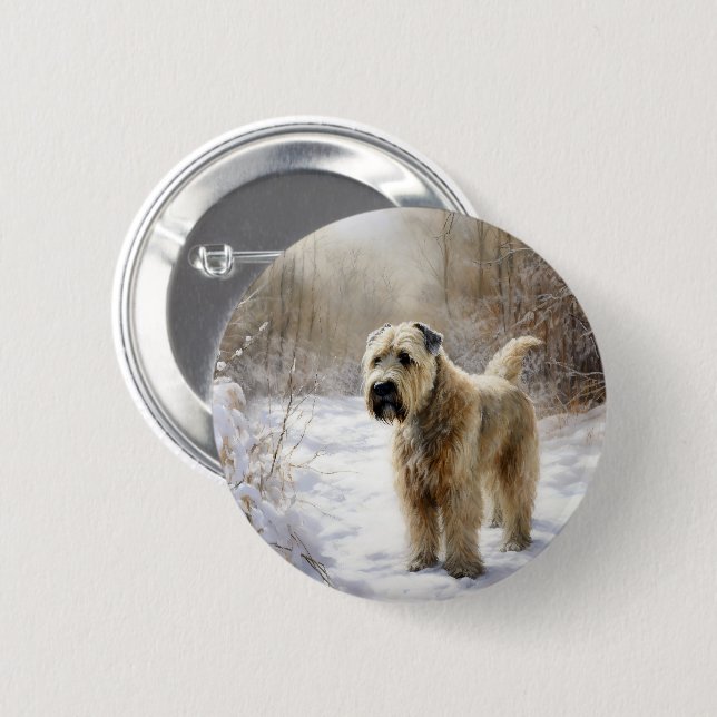 Wheaten Terrier Let It Snow Christmas  6 Cm Round Badge (Front & Back)