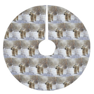 Wheaten Terrier Let It Snow Christmas Brushed Polyester Tree Skirt