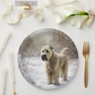 Wheaten Terrier Let It Snow Christmas Paper Plate