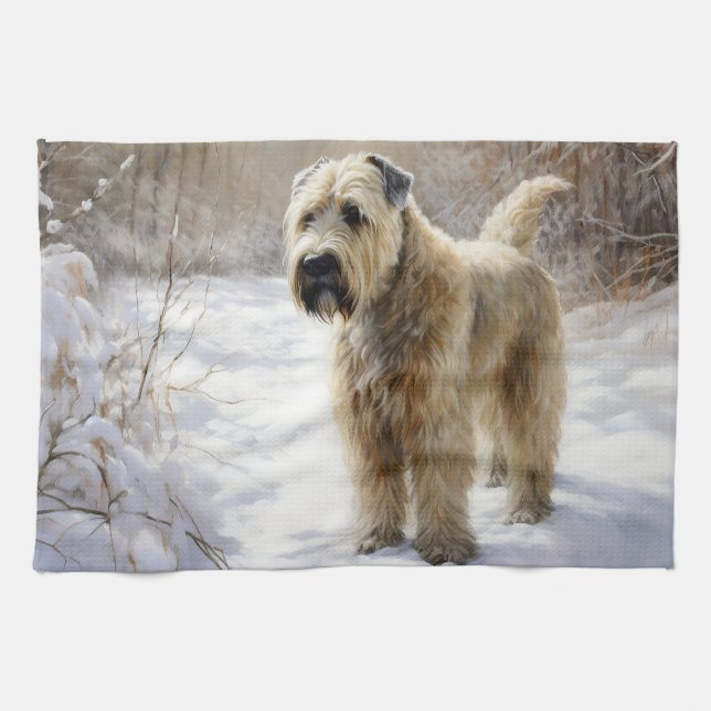 Wheaten Terrier Let It Snow Christmas  Tea Towel (Horizontal)