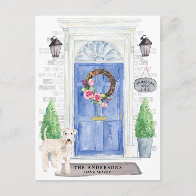 Wheaten Terrier Moving Announcement Postcard (Front)