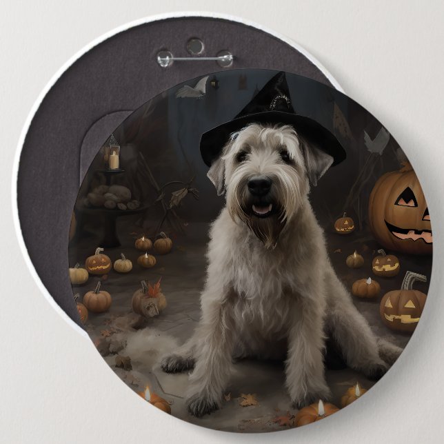Wheaten Terrier Pumpkins Halloween Scary 6 Cm Round Badge (Front & Back)