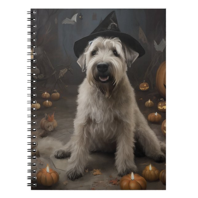Wheaten Terrier Pumpkins Halloween Scary Notebook (Front)