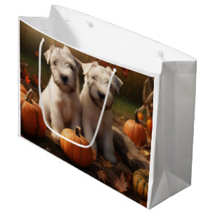 Wheaten Terrier Puppy Autumn Delight Pumpkin Large Gift Bag