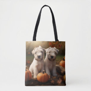 Wheaten Terrier Puppy Autumn Delight Pumpkin Tote Bag