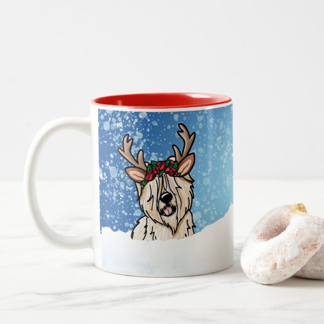 Wheaten Terrier Reindeer Christmas Mug (With Donut)