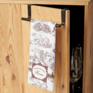 WHEATEN Terrier Sepia Toile Kitchen Towel