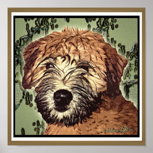 WHEATEN TERRIER: WET PUPPY (Green Bkgd) Poster (Front)