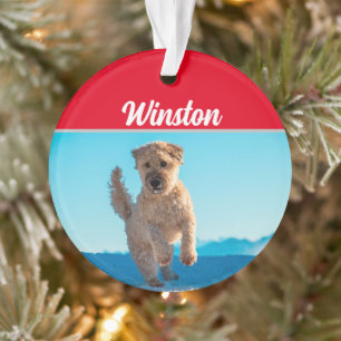 Wheaten Terrier with Name and Photo Christmas Ornament