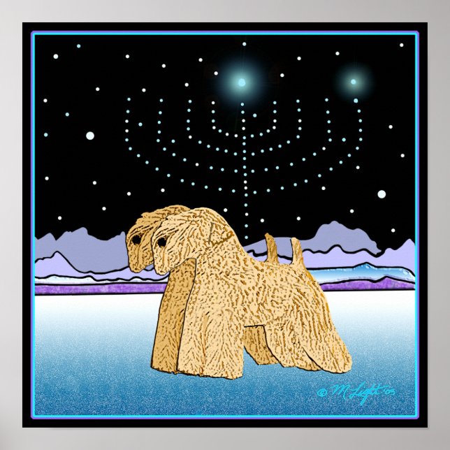 "Wheaten Terriers at Chanukah" Poster (Front)