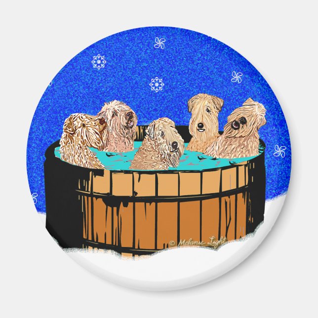 WHEATEN TERRIERS IN HOT TUB MAGNET (Front)