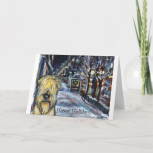 Wheaten Winter Xmas scene Holiday Card
