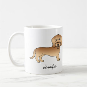 Wheaten Wire Haired Dachshund Cartoon Dog And Name Coffee Mug