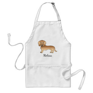 Wheaten Wire Haired Dachshund Cartoon Dog And Name Standard Apron
