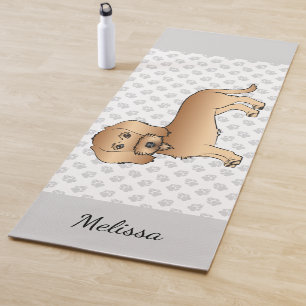 Wheaten Wire Haired Dachshund Cartoon Dog And Name Yoga Mat