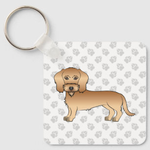Wheaten Wire Haired Dachshund Cartoon Dog And Paws Key Ring