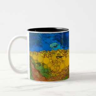  Wheatfield with Crows by After Vincent van Gogh Two-Tone Coffee Mug