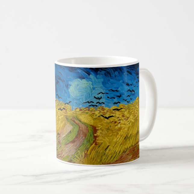 Wheatfield with Crows by Vincent van Gogh (1890) Coffee Mug (Front Right)