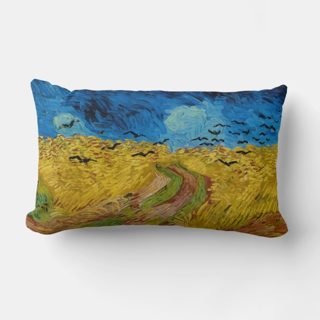 Wheatfield with Crows by Vincent van Gogh (1890) Lumbar Cushion (Front)