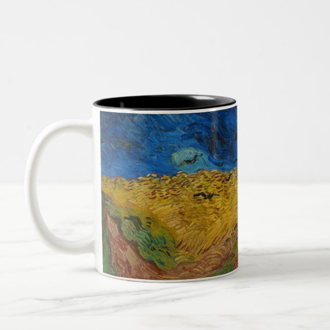 Wheatfield with Crows Two-Tone Coffee Mug (Left)