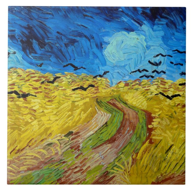 Wheatfield with Crows, Van Gogh Ceramic Tile (Front)